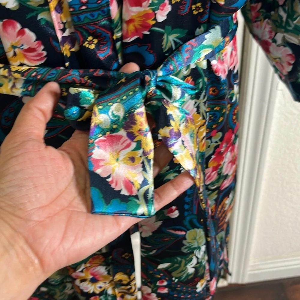 Vintage Victoria's Secret Gold Label Robe Kimono Floral Paisley Silky Satin OSFA
